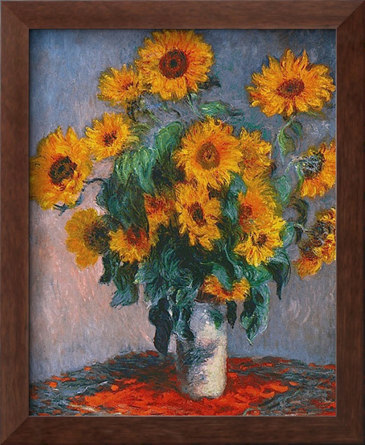 Vase Of Sunflowers-Claude Monet Painting